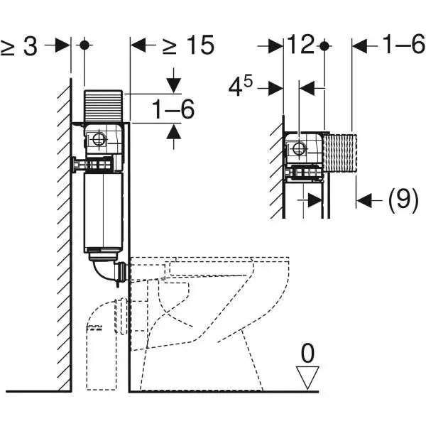 Geberit Alpha concealed cistern 12cm 3-6 litres
