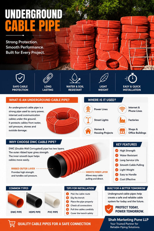 underground cable protection pipe coils for safe power and internet cable protection, water resistant durable conduit rolls