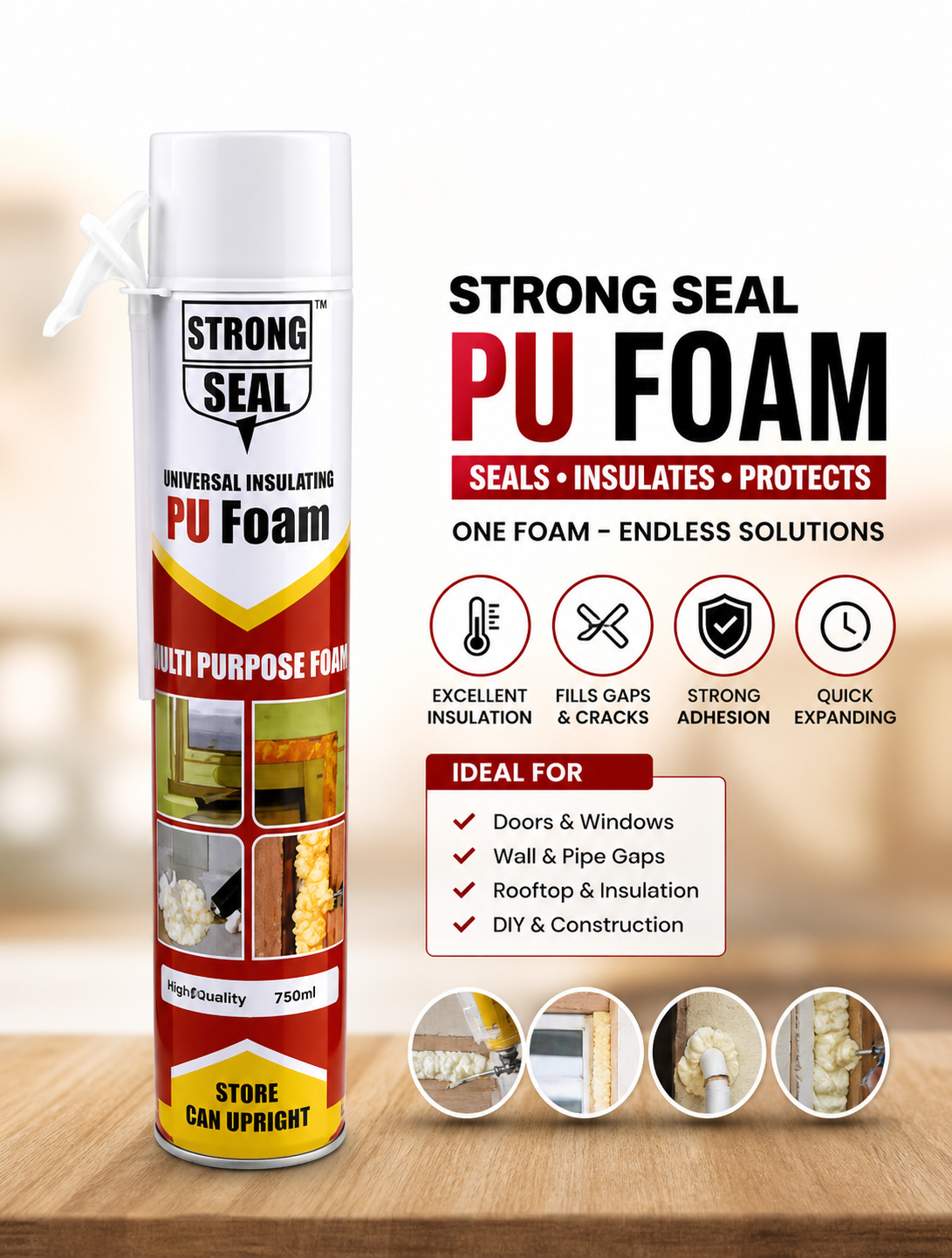 HP Pu Foam 750 Ml Strong Seal With Straw