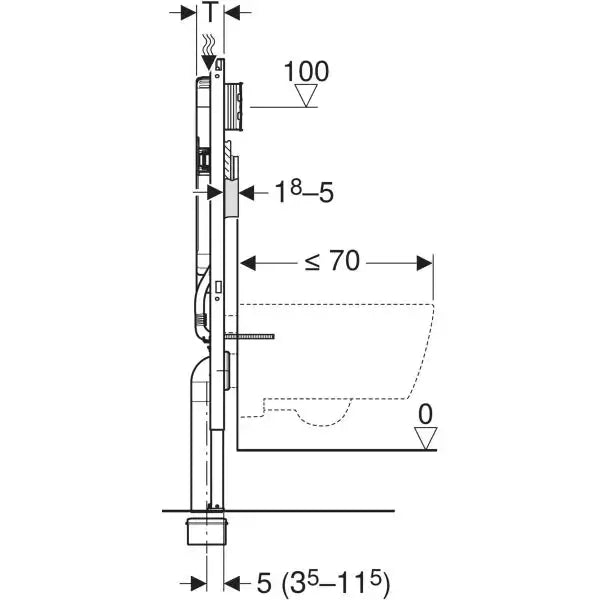 Geberit Duofix element for wall-hung WC 114 cm