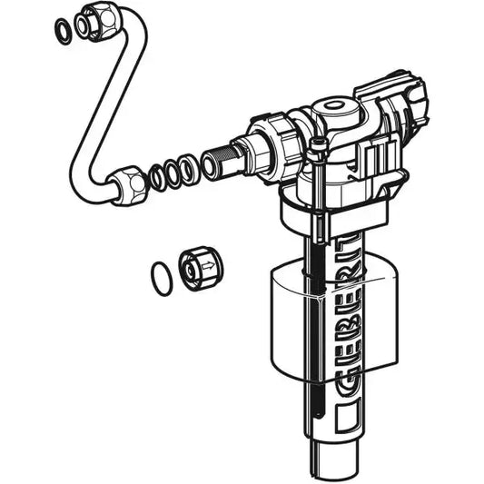 Geberit Type 380 fill valve, lateral water supply connection, 3/8", nipple made of brass. Shah Marketing Pune LLP