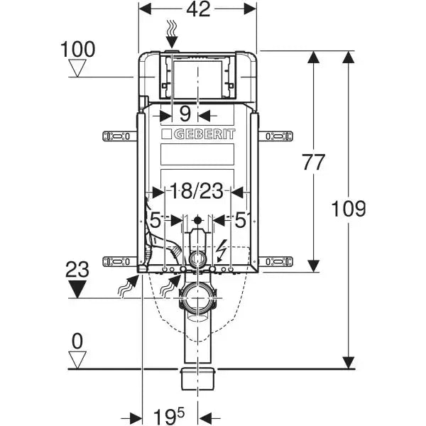 Geberit Kombifix element for wall-hung WC 109 cm