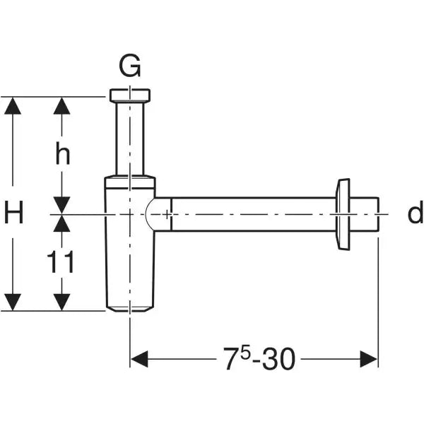 Geberit bottle trap with dip tube for washbasin