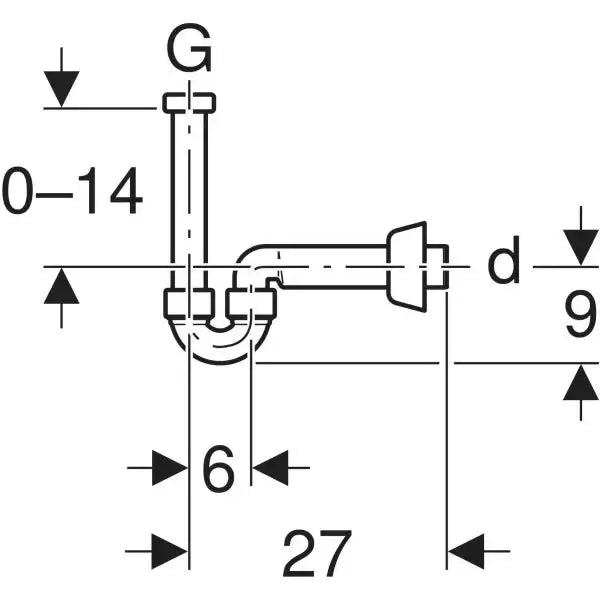 Geberit P-trap for washbasin and bidet, horizontal outlet Shah Marketing Pune LLP