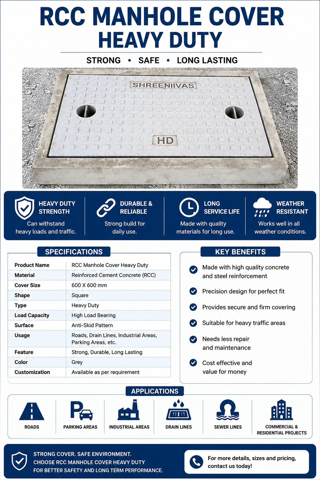 RCC Manhole Cover Heavy Duty